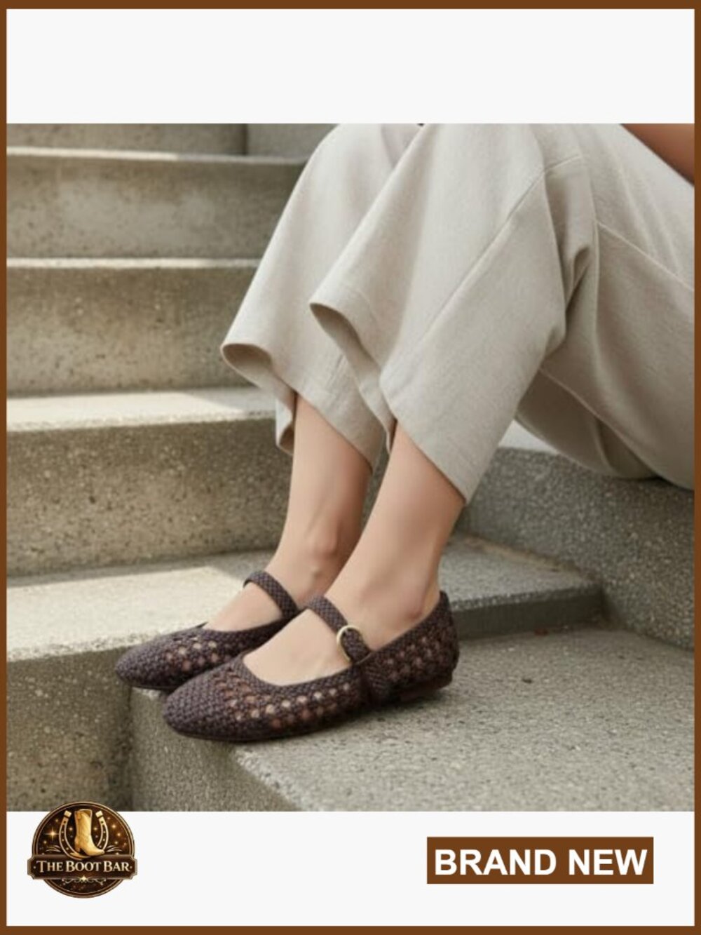 Woven Mary Jane Flats with Adjustable Strap - Cushioned Ballet Flats - Picture 6 of 7